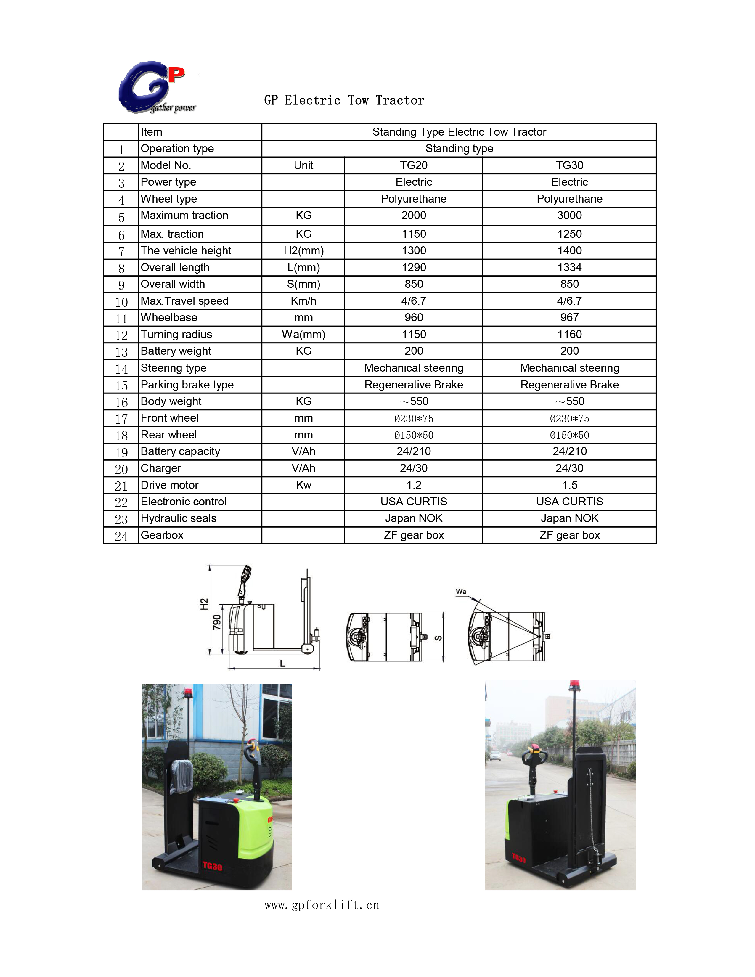 Tractor de remolque eléctrico 2TON 3TON 4TON